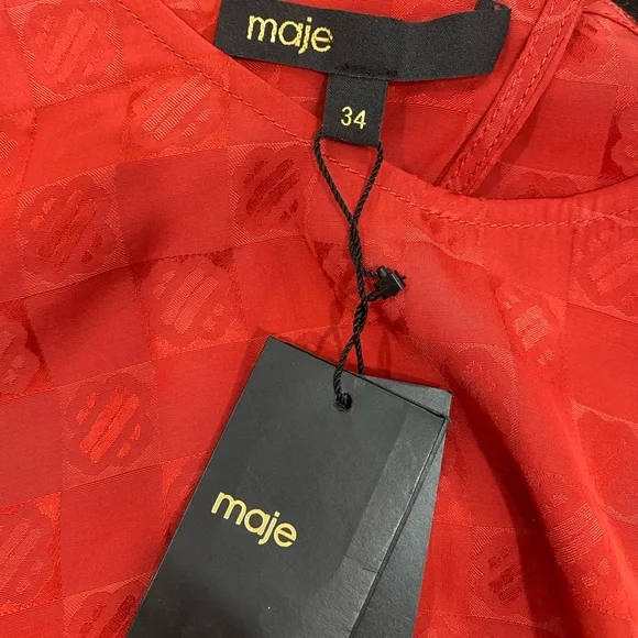 BNWOT Maje Romasy Balloon-Sleeved Flared Jacquard Mini Dress - Picture 7 of 13